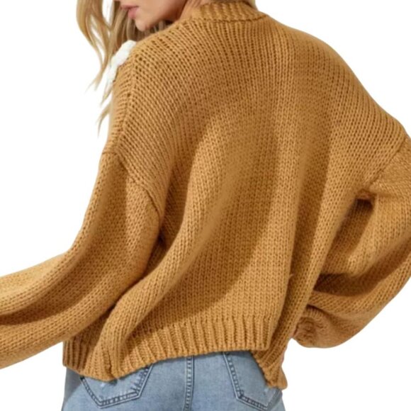 NEW BAEVELY BY WELLMADE daisy cardigan in brown - Picture 3 of 3